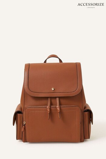 Accessorize Tan Brown Multi Pocket Laptop Backpack (N45558) | £42