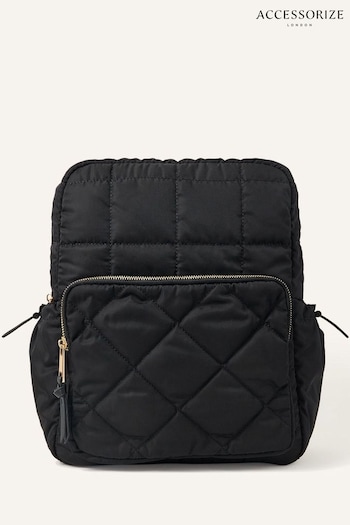 Accessorize Quilted Nylon Laptop Black Backpack Stark (N45586) | £40