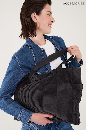 Accessorize Cord Shopper Black Bag (N45622) | £20