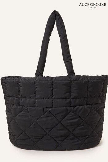 Accessorize Quilted Shopper Black Bag (N45625) | £32