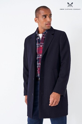 Crew Activchill Clothing Company Blue Wool Classic Formal Coat (N45775) | £199