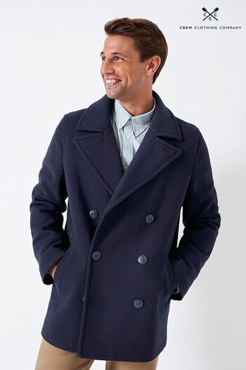 Crew Clothing Company Blue Wool Classic Pea Coat (N45776) | £189