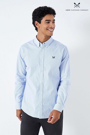 Crew Clothing Company Sky Blue Stripe Cotton Shirt (N45778) | £65