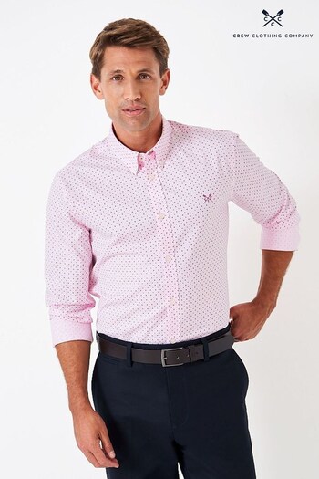 Crew Clothing Company Pastel Pink Geometric Print Cotton Shirt (N45779) | £65