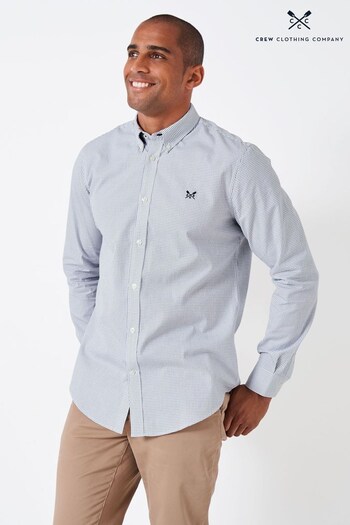 Crew Clothing Company Blue Check Print Cotton Classic Shirt (N45781) | £65