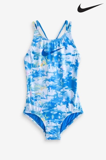Nike Blue Nike Swim Cloud Print Spiderback Swimsuit (N45865) | £27