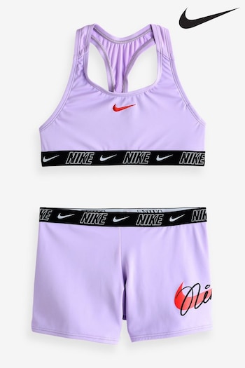 Nike zapatillas Swim Purple Logo Tape Bikini Shorts Set (N45867) | £26