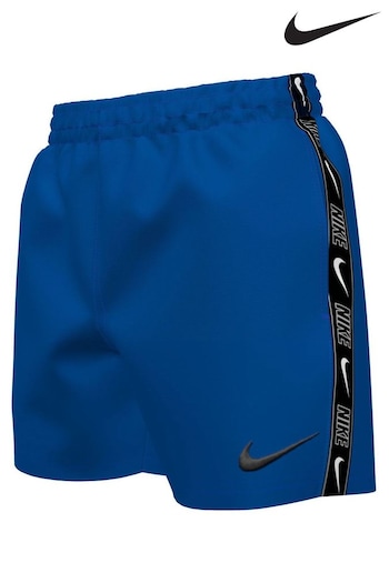 Nike Blue Grey Nike Swim Logo Tape 4 Inch Volley Shorts (N45881) | £23