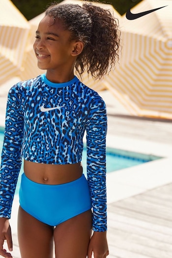 Nike zapatillas Blue Nike zapatillas Swim  Animal Print Long Sleeve Bikini Set (N45907) | £27