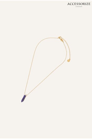 Accessorize Blue 14ct Gold-Plated Rough Cut Lapis Lazuli Shard Necklace (N45929) | £18