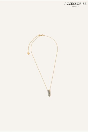 Accessorize Blue 14ct Gold-Plated Rough Cut Labradorite Shard Necklace (N45931) | £18