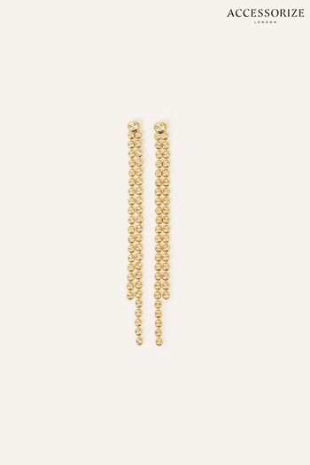 Accessorize Gold Tone 14ct Diamond Cut Long Chain Earrings (N45935) | £20