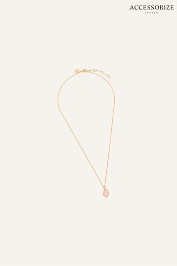 Accessorize Pink 14ct Gold-Plated Rose Quartz Pendant Necklace (N45947) | £18