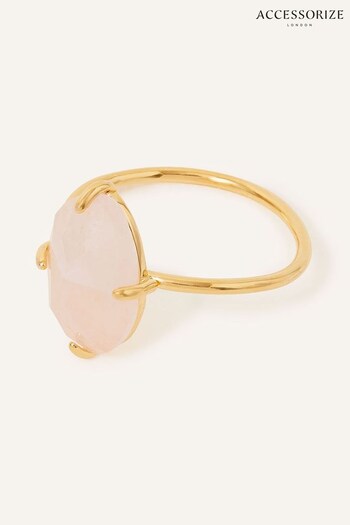 Accessorize Pink 14ct  Plated Rose Quartz Nugget Ring (N45960) | £18