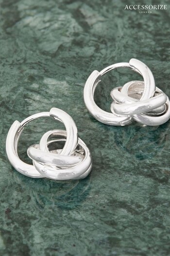 Accessorize Silver Tone Plated Twisted Charm Hoops Earrings (N45964) | £16