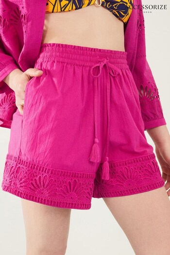 Accessorize Pink Shell Broderie Shorts (N45989) | £35