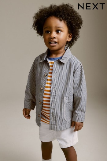 Stripe Denim Shacket, T-Shirt and Shorts Set (3mths-7yrs) (N46034) | £28 - £32