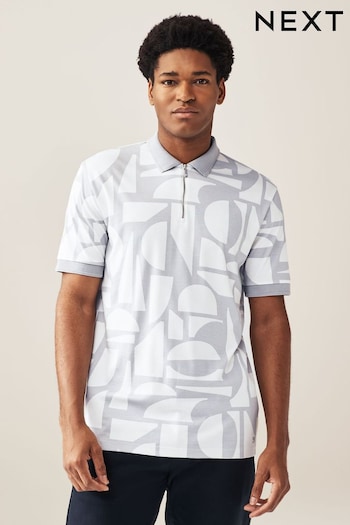 Grey Print Polo Shirt (N46055) | £28