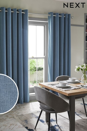 Light Blue Sumptuous Velvet Eyelet Lined Curtains (N46114) | £90 - £210