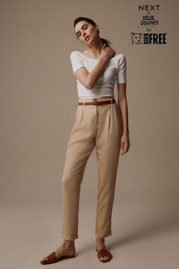Laura Ashley Stone Tapered Trousers wimbledon and Belt (N46120) | £58