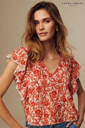 Laura Ashley Red/White Ruffle Frill Top (N46136) | £29