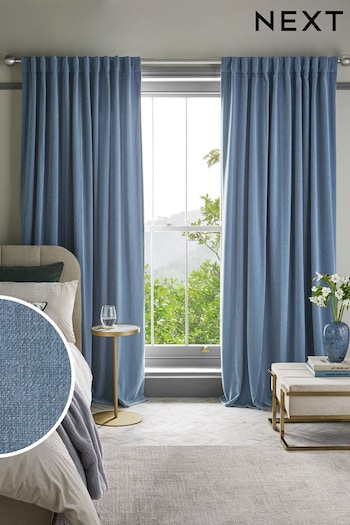 Light Blue Sumptuous Velvet Hidden Tab Top Lined Curtains (N46187) | £90 - £210