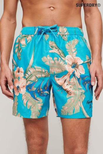 Superdry Blue Hawaiian Print 17” Swim Shorts (N46316) | £45