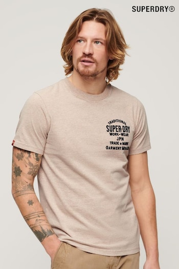 Superdry Cream Workwear Flock Graphic T-Shirt (N46338) | £30