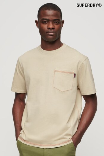 Superdry Brown Contrast Stitch Pocket T-Shirt (N46344) | £27