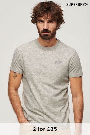Superdry Pale Grey Organic Cotton Vintage Embroidered T-Shirt (N46390) | £20