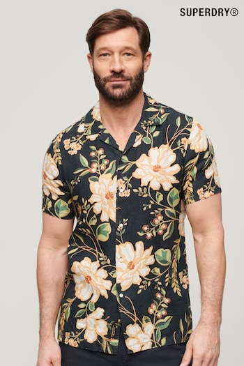 Superdry Black Short Sleeve Hawaiian Printed Shirt (N46398) | £60