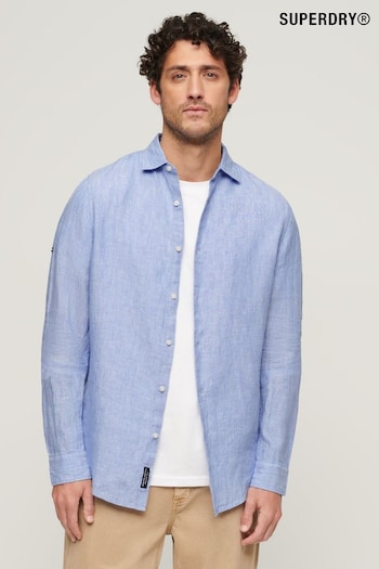Superdry Blue Studios Casual Linen Long Sleeved Shirt (N46402) | £65