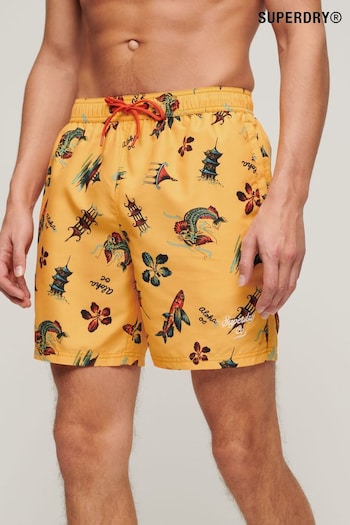 Superdry Yellow Hawaiian Print 17” Swim Shorts (N46406) | £45