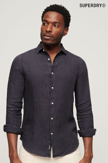 Superdry Grey Studios Casual Linen Long Sleeved Shirt (N46449) | £65