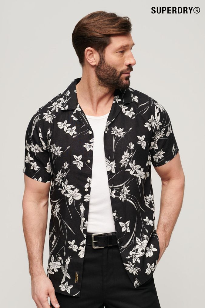 Black floral shirt mens store