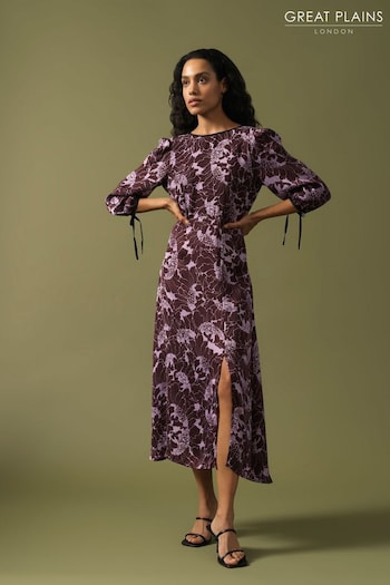 Great Plains Purple Mono Poppy Tie Back Dress (N46467) | £85