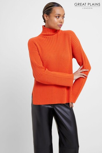Great Plains Orange Winter Cotton Knit Mock Jumper (N46473) | £69
