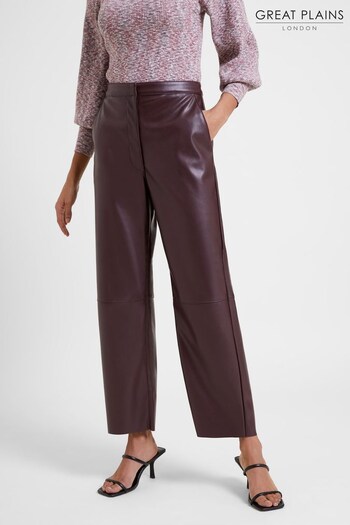Great Plains Brown Ania Faux Leather Trousers floral (N46488) | £70