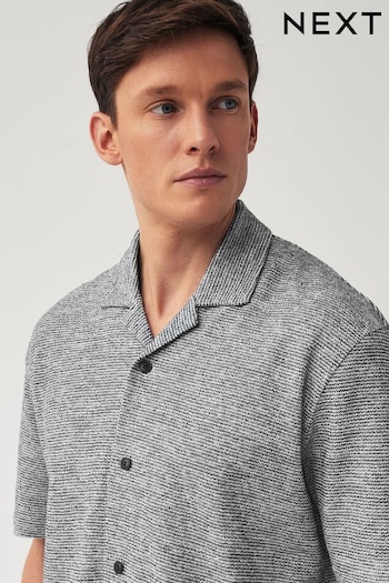 Blue Textured Jersey Short Sleeve Shirt (N46526) | £24