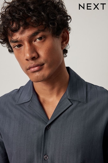 Slate Grey Textured Jersey Short Sleeve Shirt (N46530) | £30