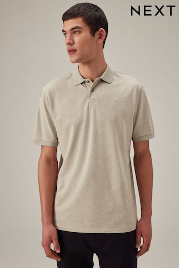 Brown Neutral Marl Regular Fit Pique Polo Shirt (N46532) | £18
