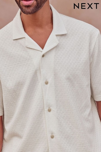 White Textured Jersey Short Sleeve Shirt (N46539) | £26