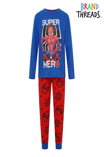 Brand Threads Blue Spiderman BCI Cotton Pyjamas Ages 4-8yrs (N46583) | £14