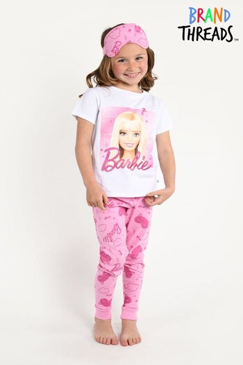 Brand Threads Pink Barbie Girls BCI Cotton Pyjamas Ages 4-8 (N46593) | £15