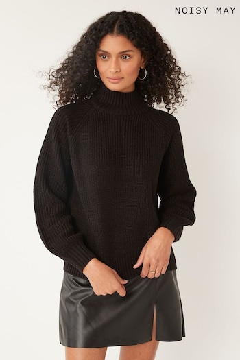 NOISY MAY Black High Neck Jumper with Puff Sleeves (N46627) | £26