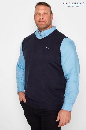 BadRhino Big & Tall Blue Sleeveless Knitted Jumper (N46654) | £24