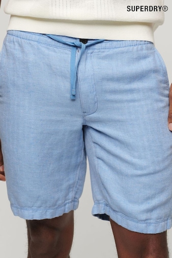 Superdry Blue Drawstring Linen Shorts Aspen (N46665) | £55