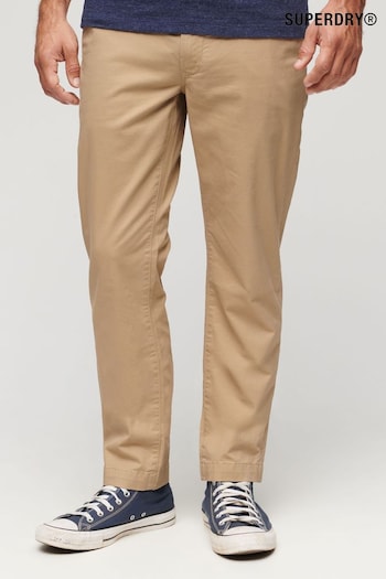 Superdry Brown Slim Tapered Stretch Chinos Trousers Blu (N46676) | £55