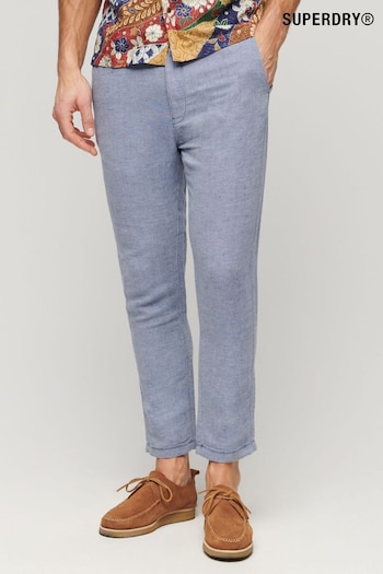 Superdry Blue Drawstring Linen Trousers (N46680) | £65