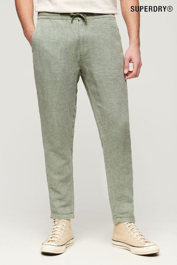 Superdry Green Drawstring Linen Trousers borchie (N46681) | £65